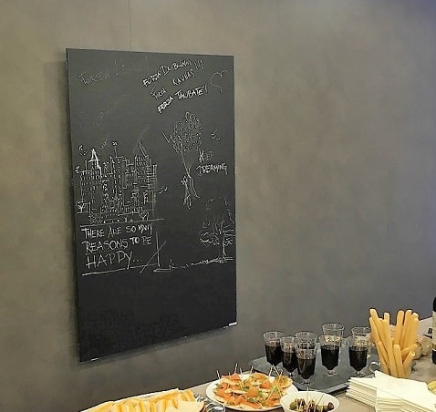 heated blackboards which are great for our designers to sketch on